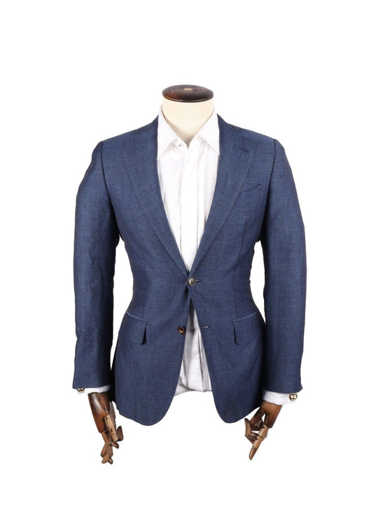 SUITSUPPLY Lazio Sport Coat Navy Blue Linen Wool Blazer Men's Size 44 IT