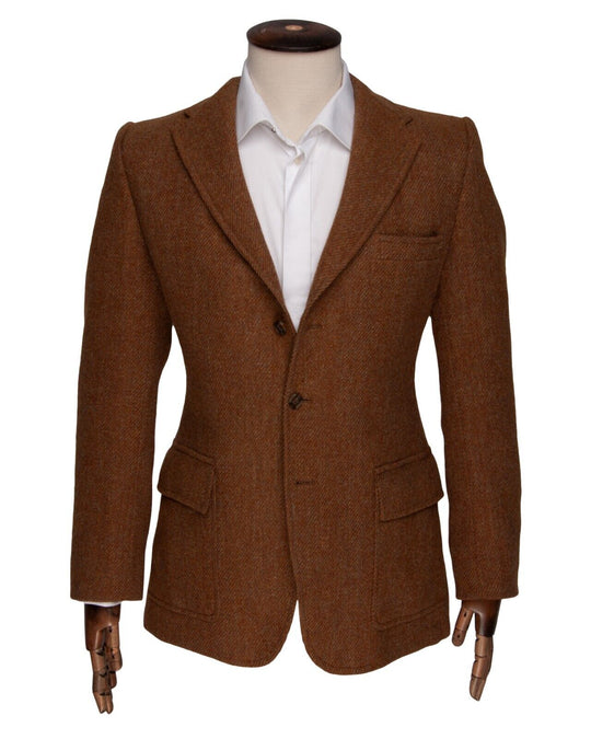 Vintage EDDIE BAUER HARRIS TWEED Blazer Jacket Brown Wool Mens Size 39