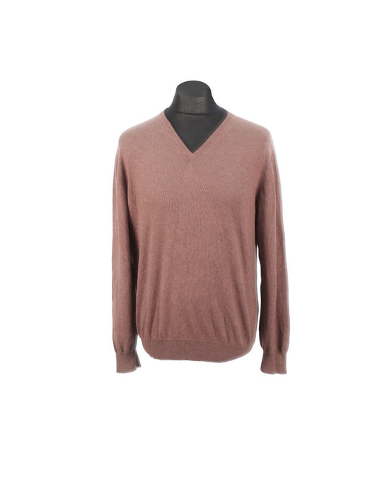 PIACENZA Roma Jumper Brown Cashmere V Neck Men's Pullover Size 52 IT