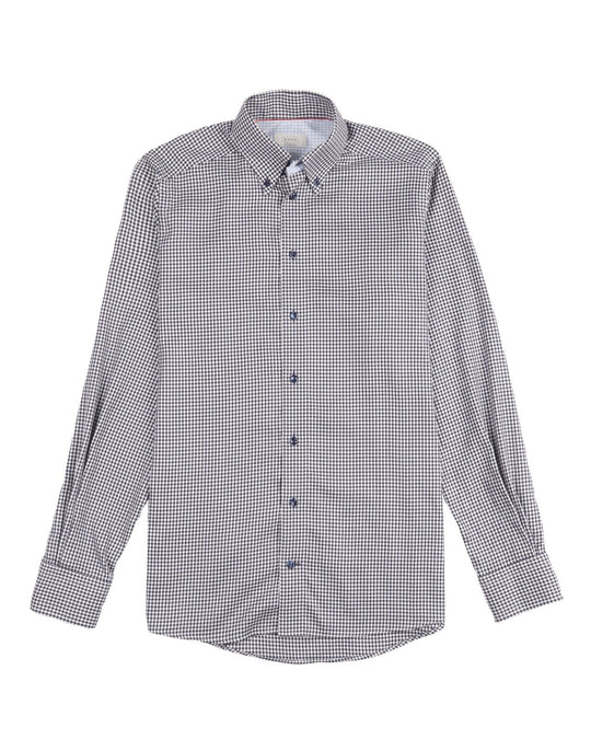ETON Dress Shirt White Navy Check Cotton Men's Button Down Size 38 / 15