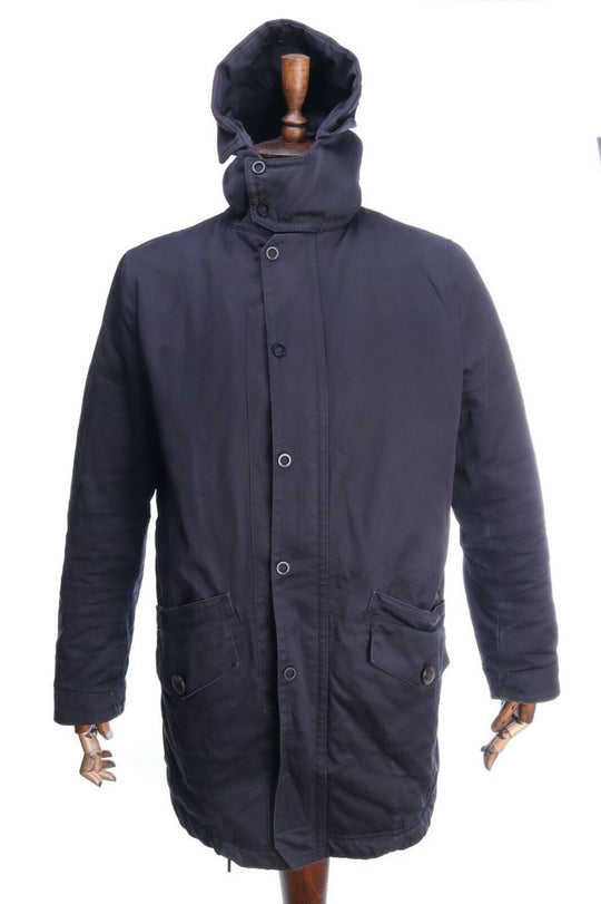 DRYKORN Navy Cotton Hooded Utility Jacket Size 50