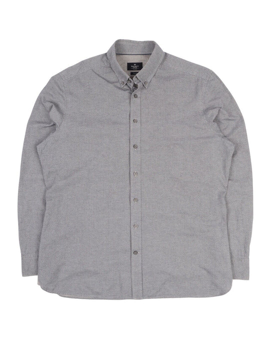 Men's HACKETT London Grey Dotted Floral Pattern Cotton Shirt Size XL Slim