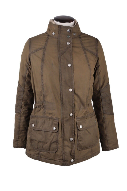 Women's BARBOUR Olive Apsley Wax Parka Jacket Size UK 10 US 6