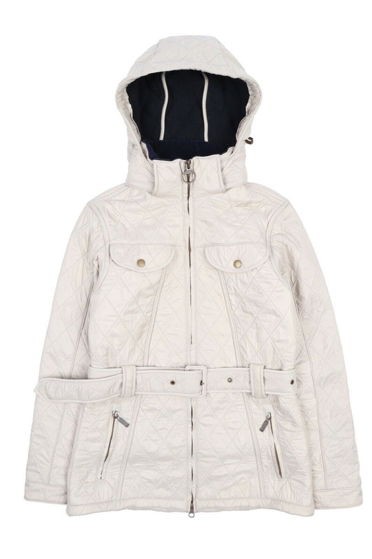 Women's BARBOUR Ivory Grace PolarQuilt Hooded Jacket Size UK 8 US 4