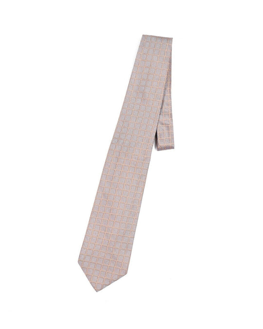 BORRELLI Napoli Tie Brown Check Pattern Silk Men's Woven Necktie