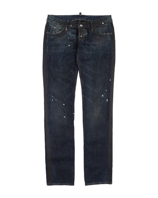 DSQUARED2 Denim Jeans Blue Painted Slim Women's Low Rise Pants Size 42 IT