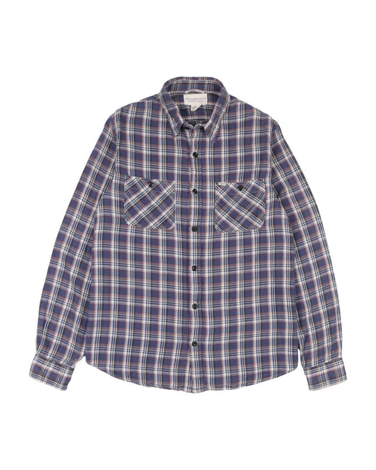 RALPH LAUREN Shirt White Navy Check Cotton Men's Button Up Size L