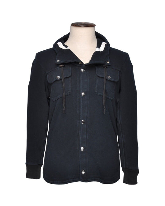 MARNI Jacket Navy Cotton Women's Hooded Overshirt Size 36