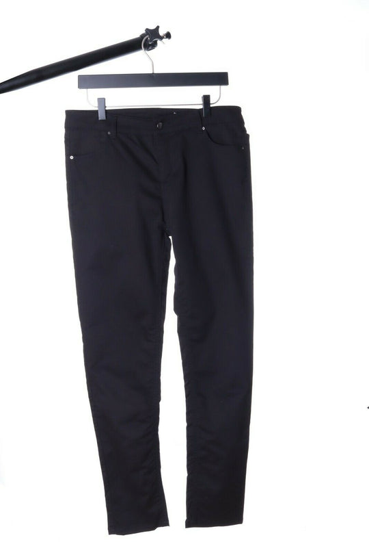Women's D UNIFORMS Solid Black Cotton Skinny Trousers Size uk 14 us 10