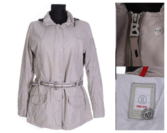 Women's BOGNER FIRE + ICE INDIVIDUAL Beige Cotton Blend Belted Jacket Sz 12 / L