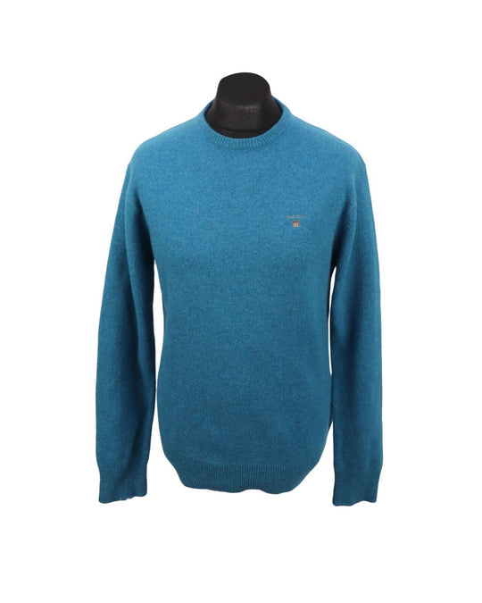 GANT Jumper Blue Cotton Wool Crew Neck Men's Size XL