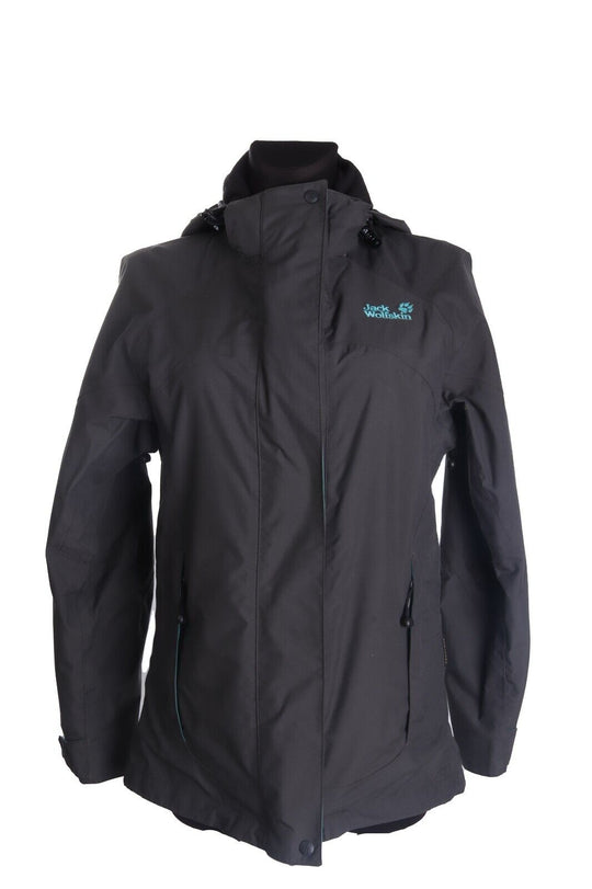 Women's JACK WOLFSKIN Grey Texapore Shell Waterproof Hooded Jacket Size XS / 8