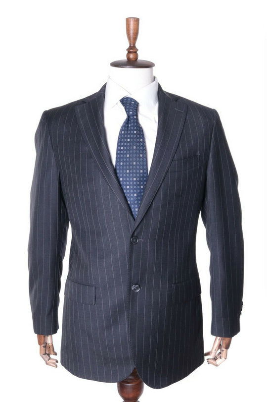 Men's SUITSUPPLY Black 100% Wool Super 110's Stripe Suit SEVILHA Jacket Size 98
