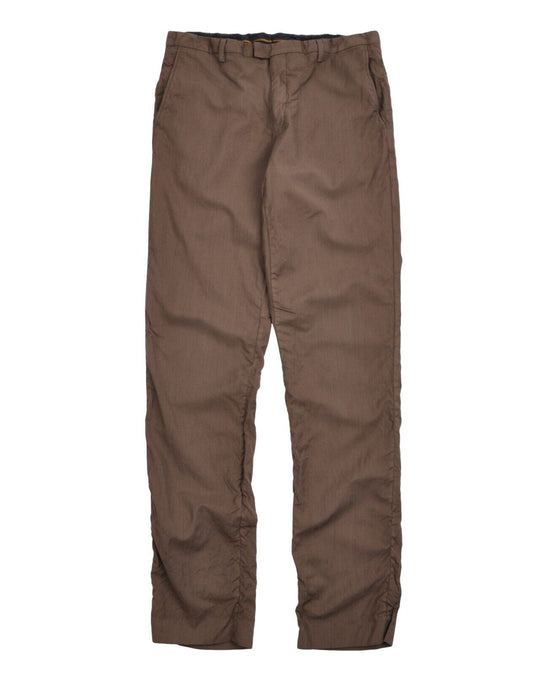 KENZO Homme Chino Pants Brown Wool Silk Mens Straight Leg Trousers Size 52