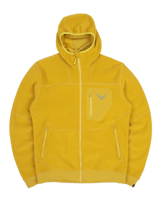 Men's DYNAFIT Green Yellow Outdoor Fleece Sport Hooded Jacket Size 50 / M