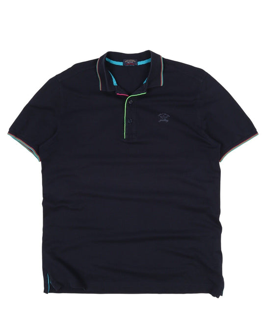 Men's PAUL & SHARK Navy Blue Pique Cotton Polo Shirt Size M