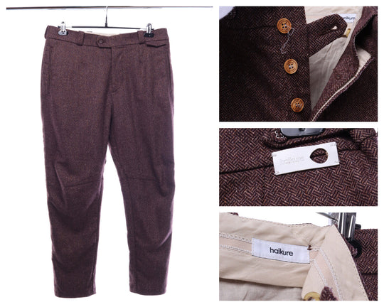 HAIKURE Gradino Brown Wool Blend Cambridge FW16 Trousers Pants Size W 33 L 32