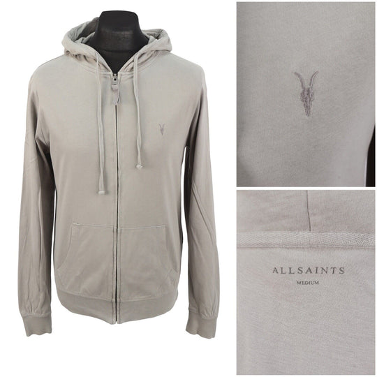 ALLSAINTS Hoodie Full ZipGray Cotton Men's Jumper Size M