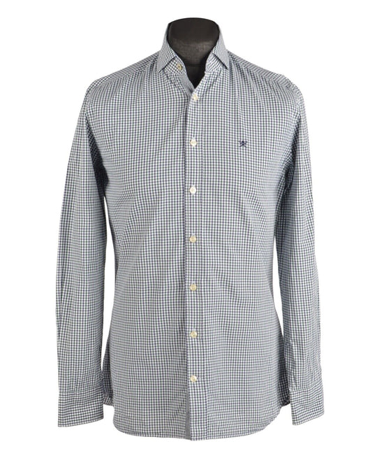 HACKETT London Blue Striped Elbow Patches Men's Cotton 2Ply Shirt Size M