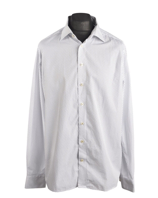 Men's ETON White Pattern Cotton Contemporary Shirt Size 45 / 17