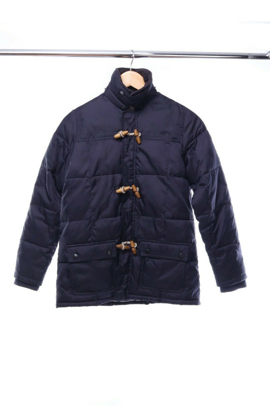 Kids BARBOUR Fibre Down Padded Navy Blue Skipsea Duffle Jacket Size XL / 12-13