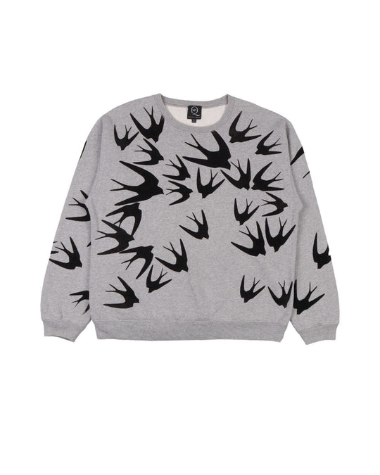 ALEXANDER McQUEEN Pullover Grey Cotton Womens Swallow Sweatshirt  Size M