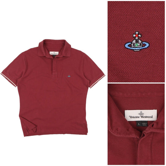 VIVIENNE WESTWOOD Polo Bordeaux Pique Cotton Men's T-Shirt Size L