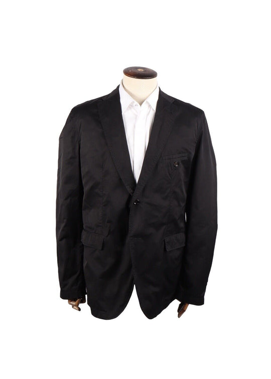 HHUGO BOSS Sport Coat Black Cotton Blend Blazer Men's Size 56 IT / 46 UK