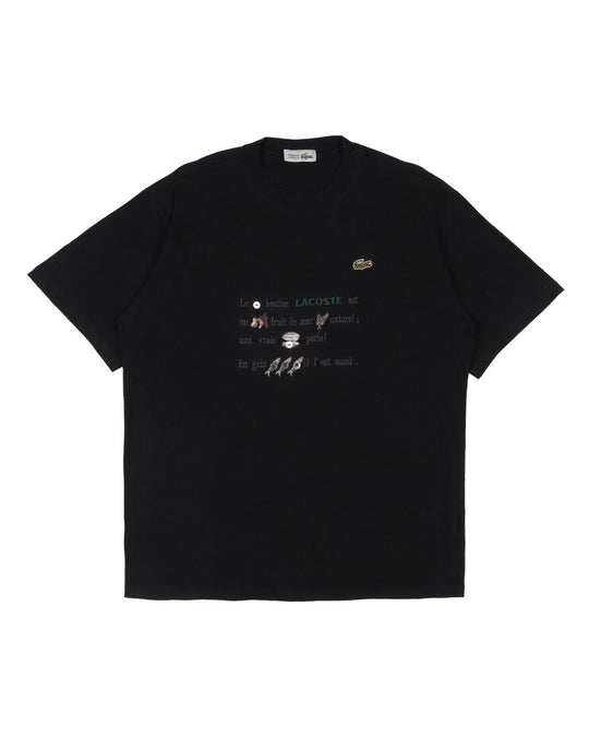 LACOSTE T-Shirt Black Cotton Pullover Mens Graphic Tee Size 4