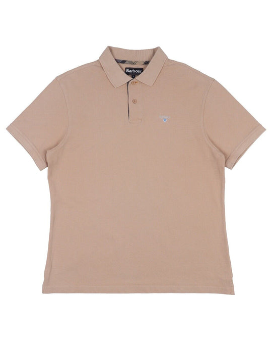 BARBOUR Polo Shirt Beige Cotton Men's Short Sleeve Tartan Size XL