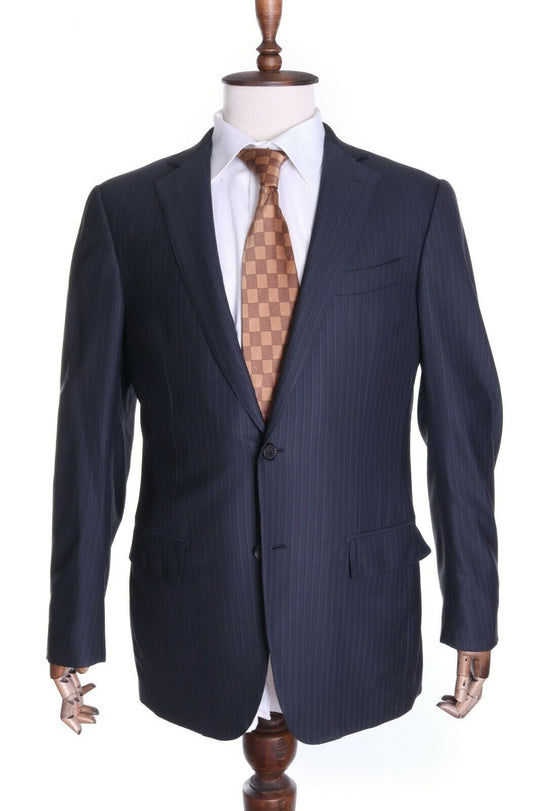 Men's ERMENEGILDO ZEGNA 15 Milmil 15 Grey Striped Wool Blazer Jacket Size 50 R