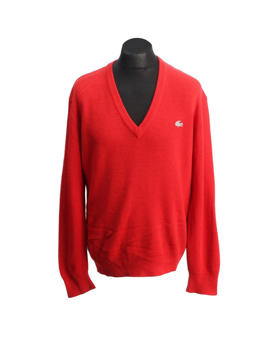 LACOSTE Jumper Red Men's Silver Croc Pullover Size 4 / M