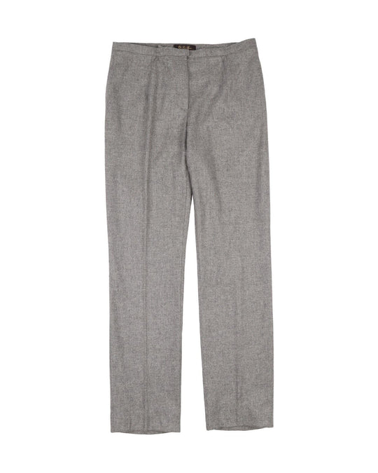 LORO PIANA Pleated Trousers Grey Cashmere Pants Womens Size ~ 44 IT