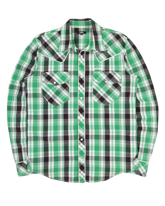 Men's EDWIN Green Check Western Cowboy Snap Shirt Size  L