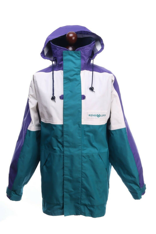 HENRI LLOYD Color Block Hooded Outdoor Windbreaker Jacket Dinghy Coat Size L