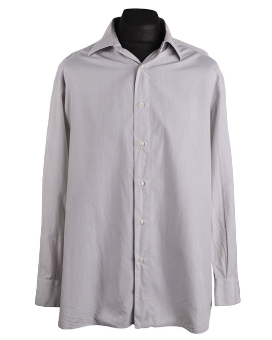 Men's BRIONI Gray Solid 100% Cotton Dress Shirt Size 17 / 43