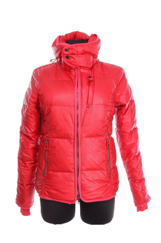 KRU Red Resin Coated Quilted Down Jacket Size XS