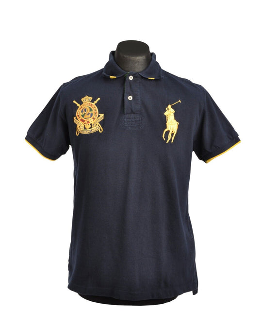 RALPH LAUREN Polo Shirt Navy Blue Pique Cotton Big Pony  Men's Size M