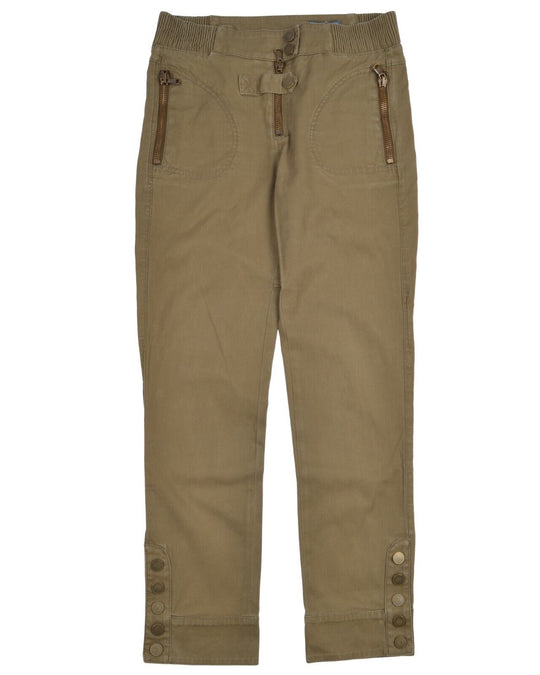 ALEXANDER McQUEEN Pants Olive Green Cotton Women's Military Trousers Size 42