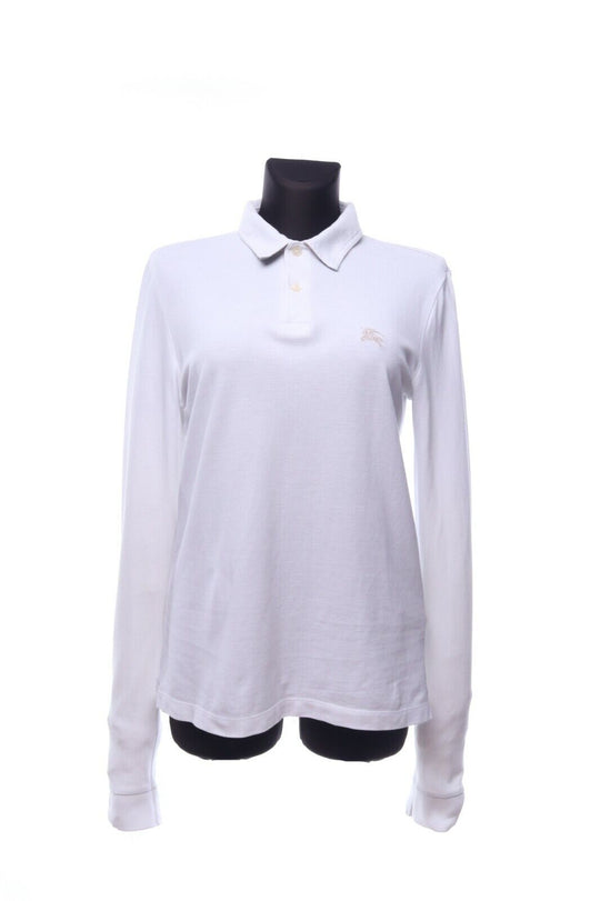 BURBERRY BRIT White Cotton Button-Neck Print Collar Sweater Jumper Size S