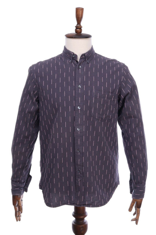 YMC Brown Cotton Dotted Line Button-Down Shirt Size M