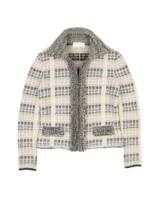 MALO Cashmere Multicolor Boucle Collared Zip Cardigan Women's Jacket Size 38 IT