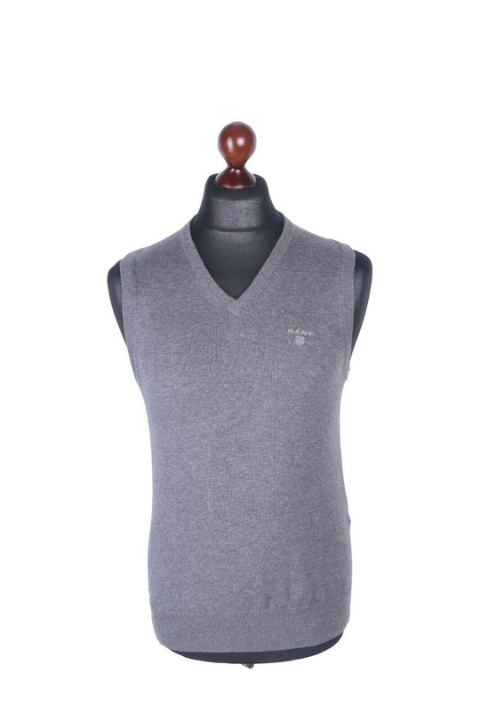 Men's GANT Grey 100% Cotton V-Neck Vest Size s