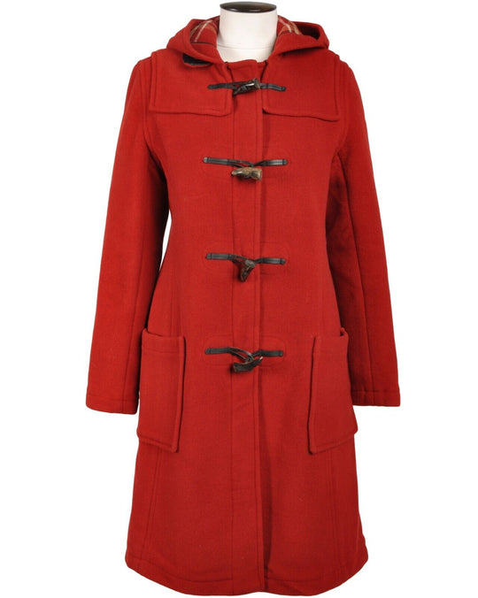 GLOVERALL Duffle Coat Red  Wool Women's Overcoat Size  40 EU