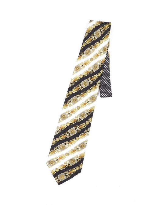 GIANNI VERSACE Tie Necktie Men's 100% Silk Multicolored Chain Geometric Pattern