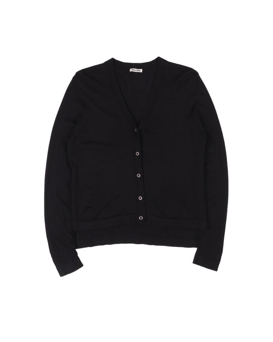 MIU MIU Cardigan Black Wool Silk Womens Sweater Size 38 IT