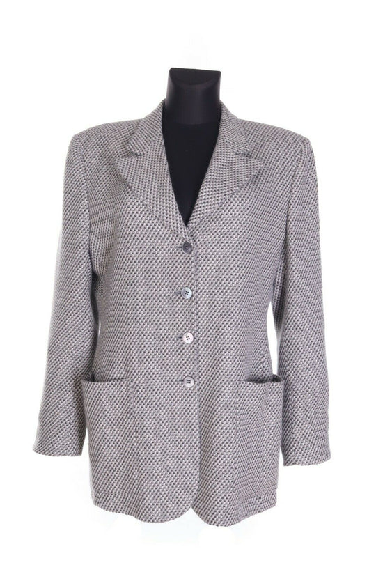 Women's ISAIA Grey Cashmere Angora Wool Jimmy G Blazer Jacket Size 48 R