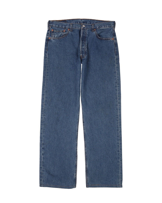LEVIS 501 Jeans Navy Blue Cotton Mid Rise Straight Leg Mens Denim Size 33x35
