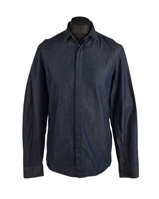 Men's COS Navy Blue Denim Jeans Cotton Logo Shirt Size 39 / M