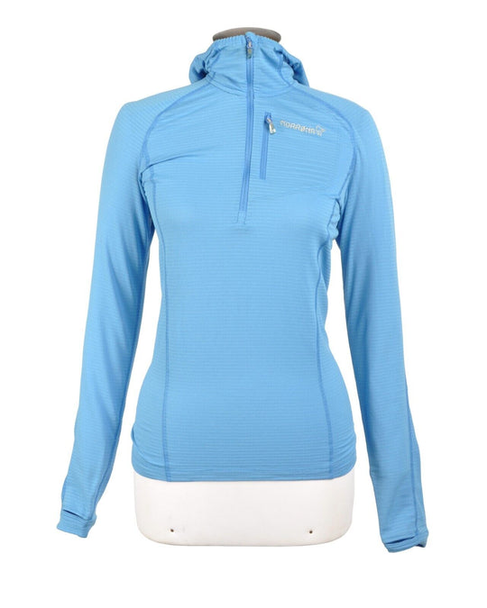 NORRONA Bitihorn Warm1 Stretch Hoodie Blue Half Zip Pullover Womens Jacket XS
